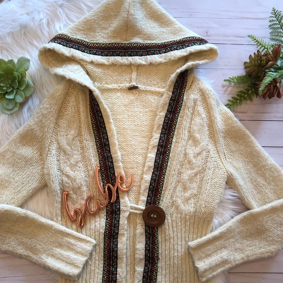 Free People Sweaters - Free People ribbon trim oatmeal knit cardigan